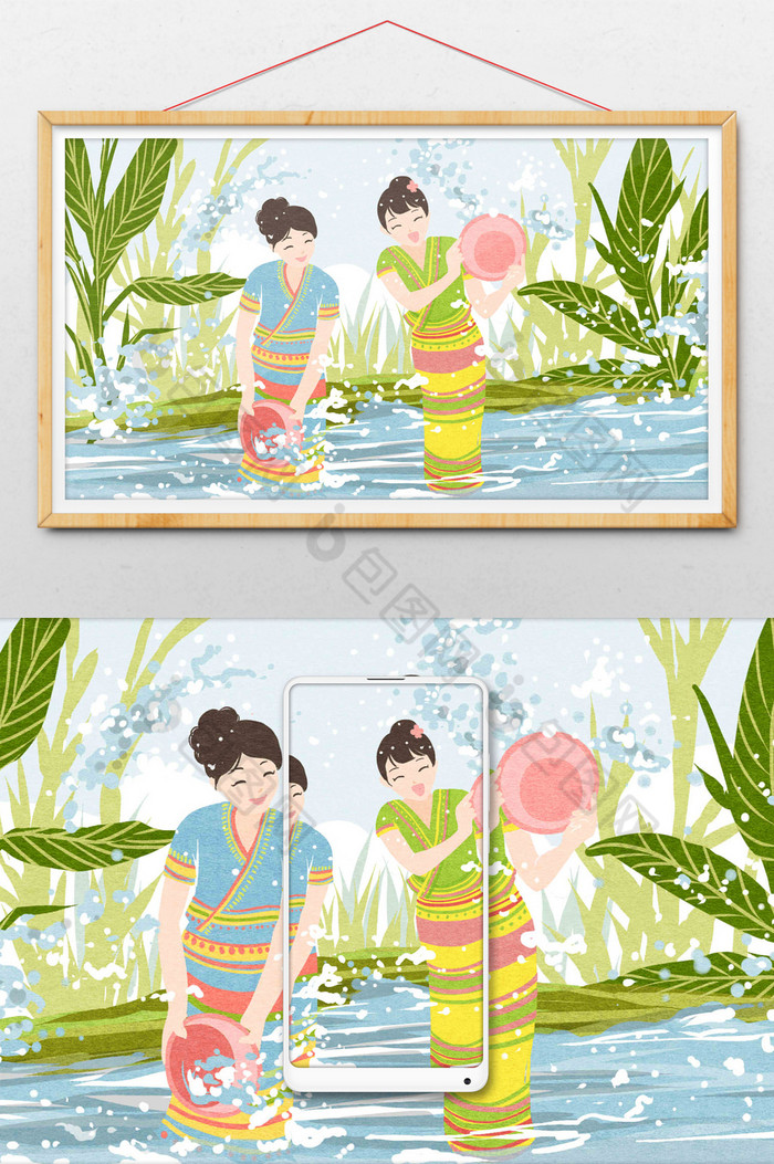 傣族少女水中傣族少女传统节日图片