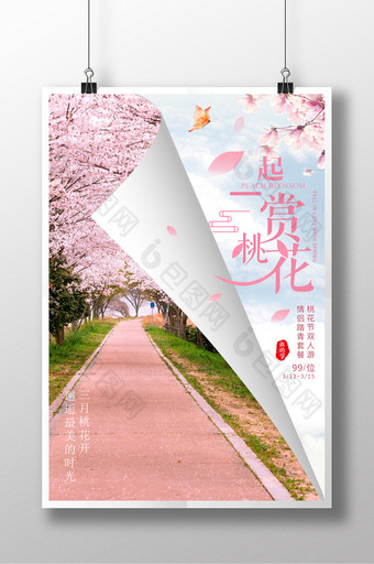 小清新赏桃花、樱花  踏春海报图片