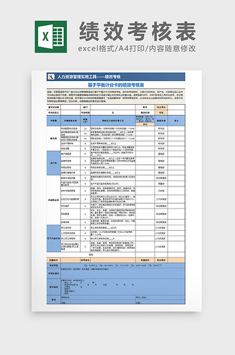 绩效考核表excel模板图片