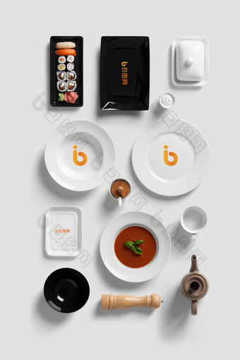 餐饮行业西餐厅餐具vi样机智能贴图图片