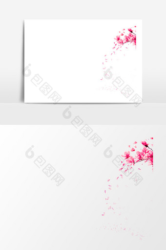 粉红色木兰花元素素材图片