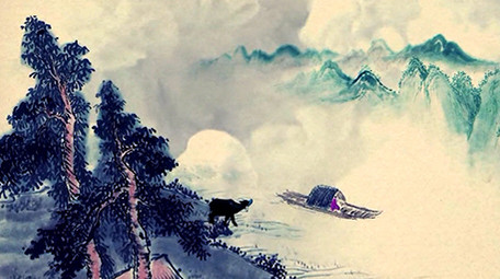 中国风山水舞台背景视频