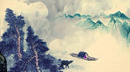 中国风山水舞台背景视频