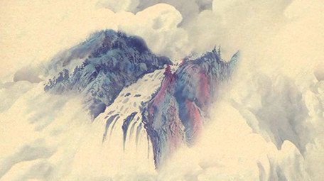 中国风山水舞台背景视频