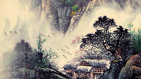 中国风山水舞台背景视频