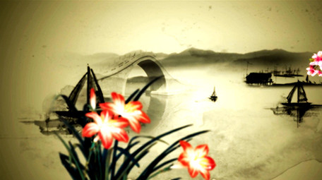 中国风古典牡丹花舞台背景视频