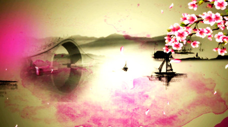 中国风古典牡丹花舞台背景视频