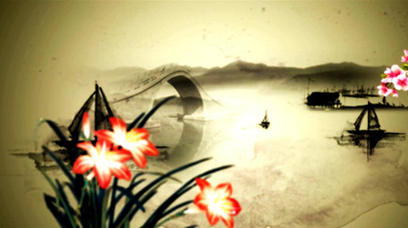 中国风古典牡丹花舞台背景视频