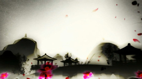 震撼水墨中国风仙鹤舞台背景视频