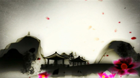 震撼水墨中国风仙鹤舞台背景视频