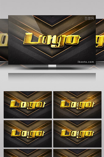 黄金光泽金属和质感的logo片头动画AE模板图片