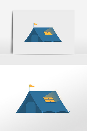 蓝色帐篷插画元素图片