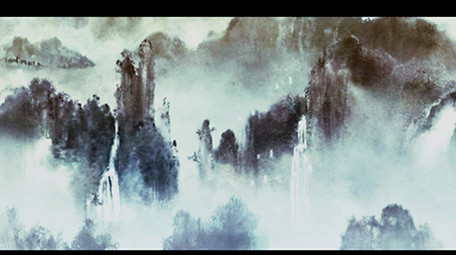 水墨山川山丘中国风舞台背景视频