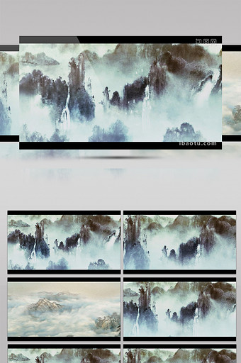 水墨山川山丘中国风舞台背景视频图片