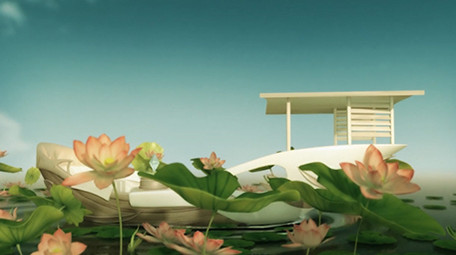 中国风荷花池塘唯美舞台背景视频