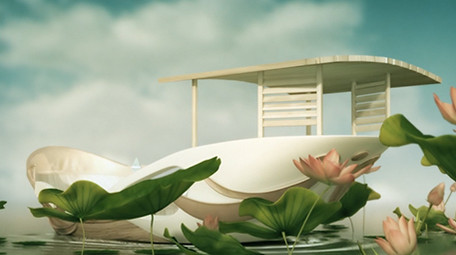 中国风荷花池塘唯美舞台背景视频