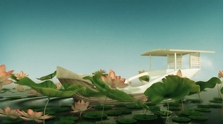 中国风荷花池塘唯美舞台背景视频