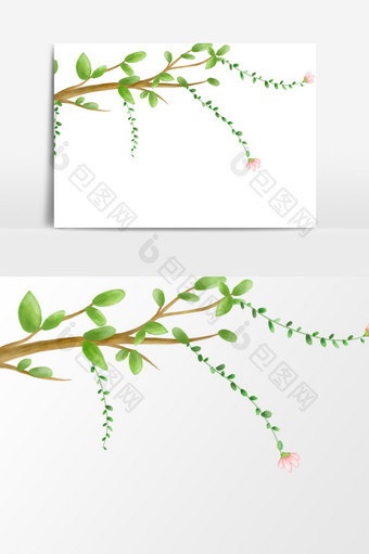卡通树枝绿叶藤蔓元素素材图片