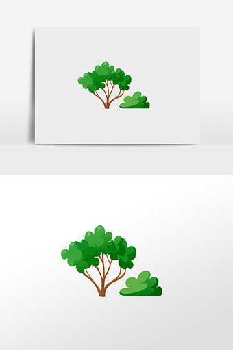 卡通绿色大树插画元素图片