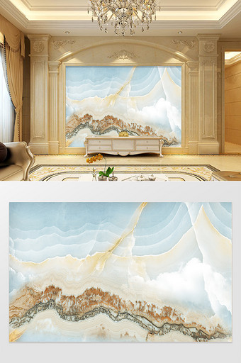 高清3D大理石纹山水花日出背景墙云净天空图片