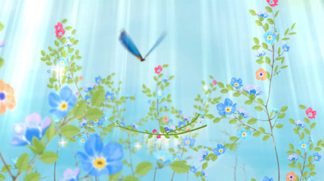 春天清新花丛蝴蝶logo开场动画AE模板