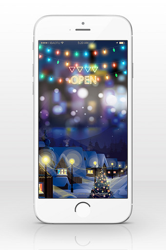炫酷冬季圣诞霓虹灯效果手机壁纸图片