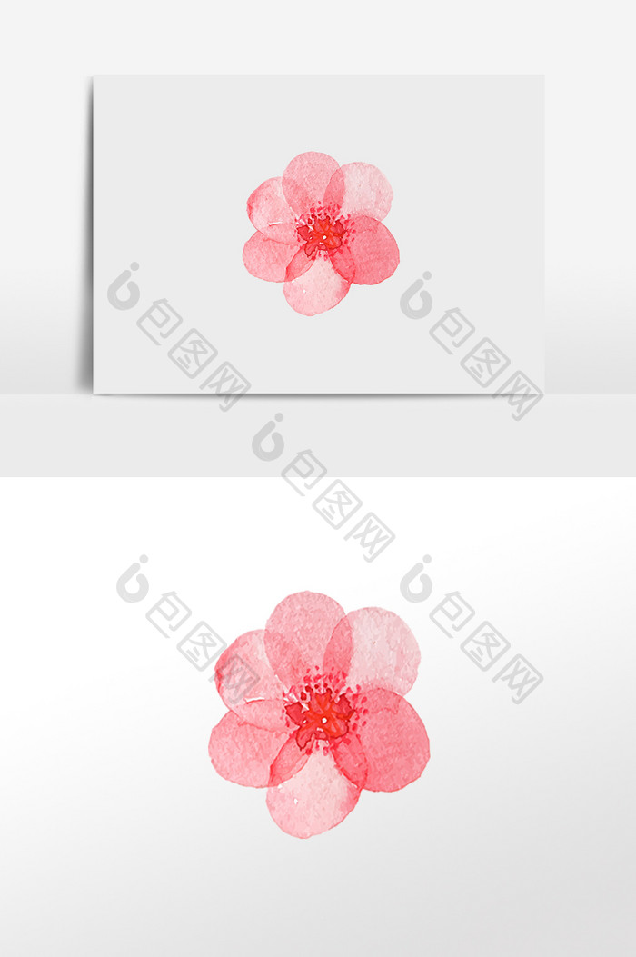 唯美水彩小红花手绘元素插画