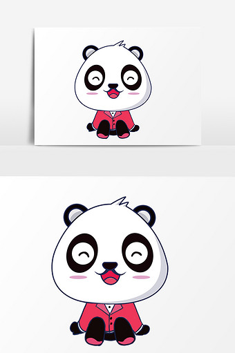 手绘可爱熊猫插画元素图片