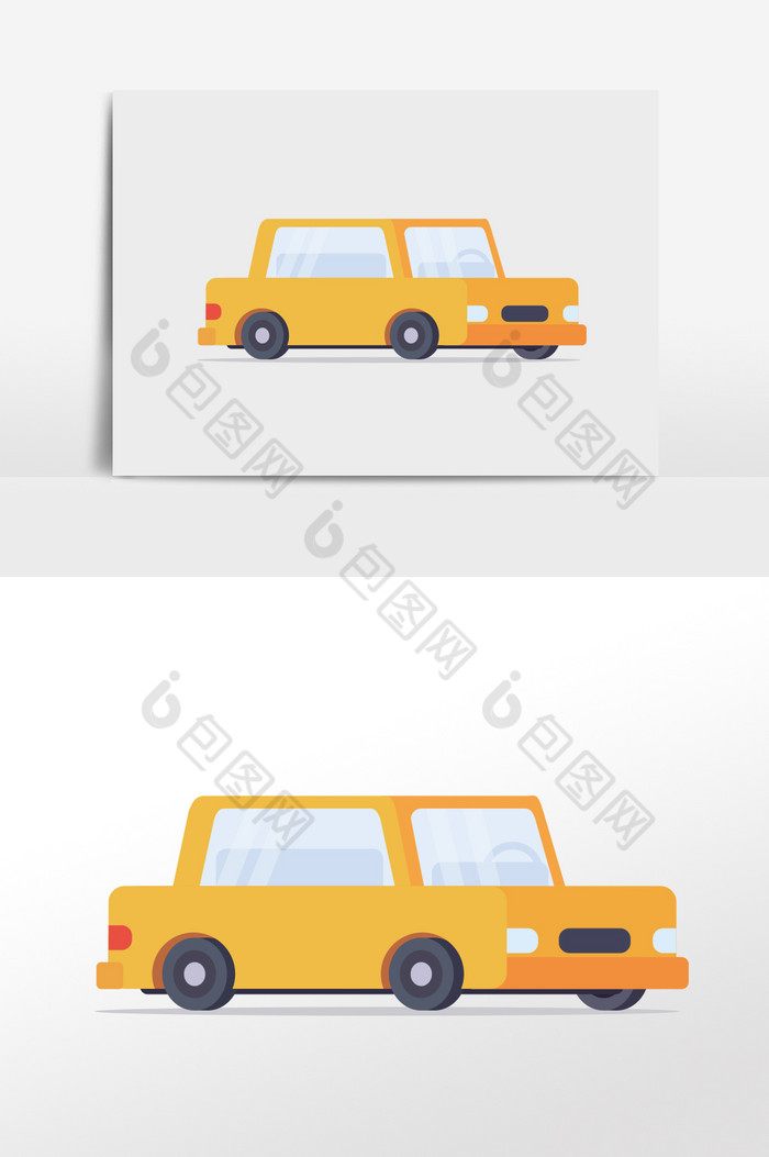 小轿车插画元素扁平图片