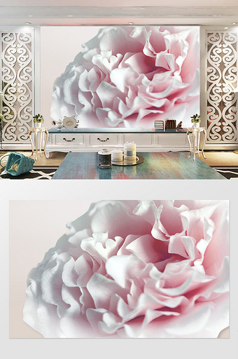 3d立体浮雕花朵简约北欧电视背景墙图片