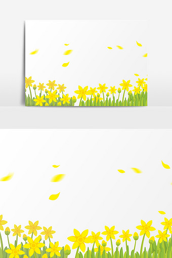 手绘黄色花朵插画元素图片