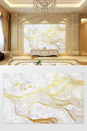 大理石纹理金色线条浮雕抽象山纹电视背景图片