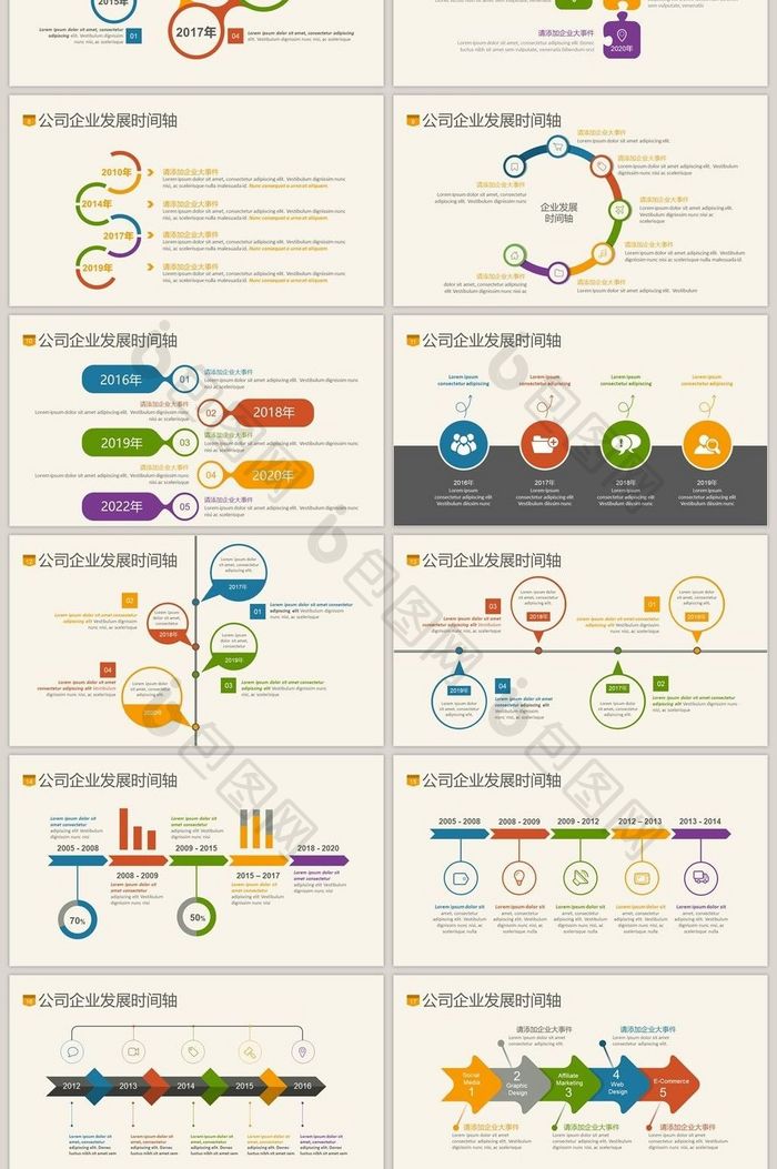 通用企业公司发展规划发展历程时间轴ppt图片素材