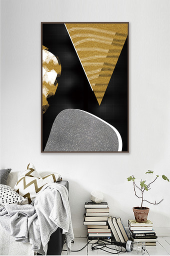北欧风几何抽象图案客厅装饰画图片