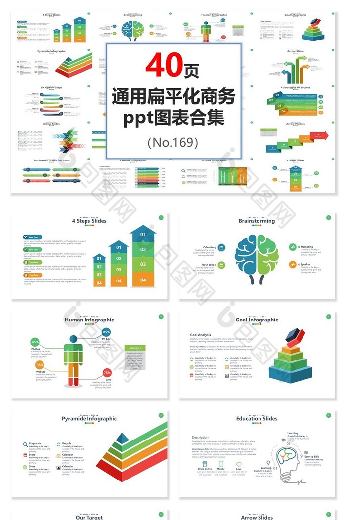 通用商务汇报演示扁平化ppt图表合集模板图片图片