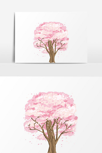 水彩手绘浪漫樱花插画元素图片