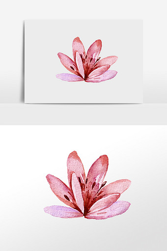 粉色水擦手绘花朵素材图片