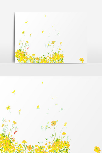 水彩手绘黄色花朵插画元素图片