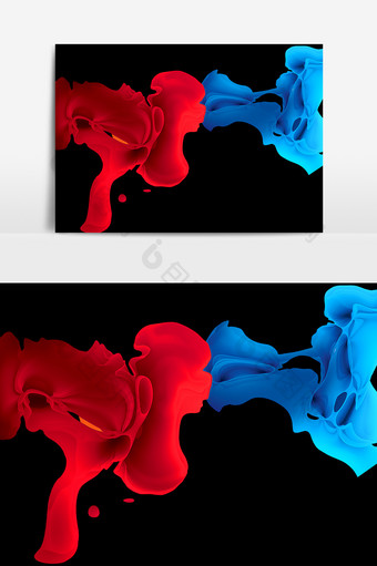 蓝色红色水彩元素素材图片