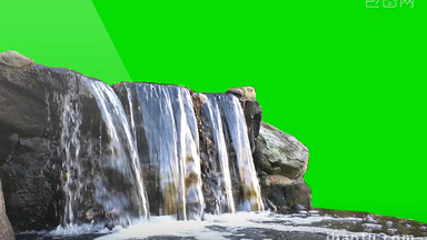 4K山体瀑布流水绿屏抠像视频素材