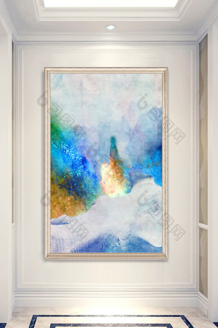 现代玄关冰雪星空抽象油画装饰画图片图片