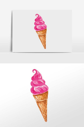夏天夏季冰激凌元素水彩插画图片