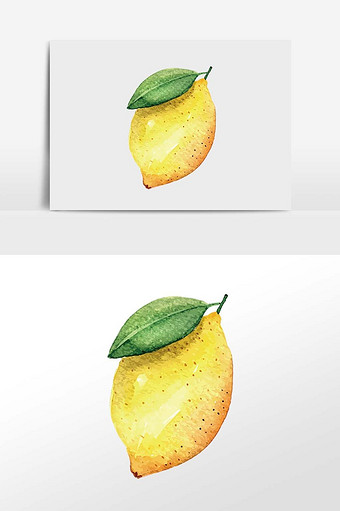 夏天夏季一颗柠檬元素水彩插画图片