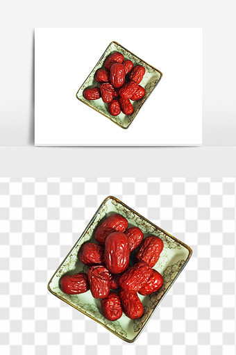 营养大红枣干果元素图片