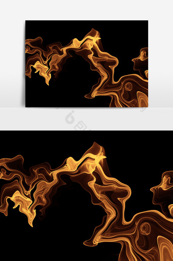金色光线曲线流水元素素材图片