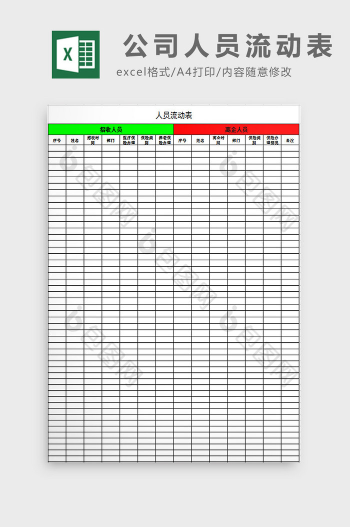 公司人员流动表excel模板图片图片