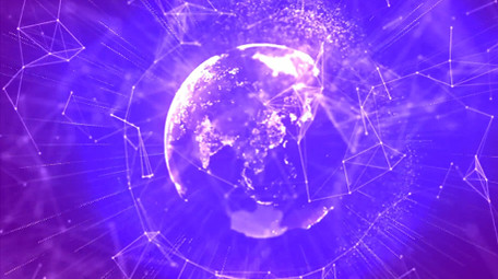 蓝色数码科技光点连线大数据地球展示背景