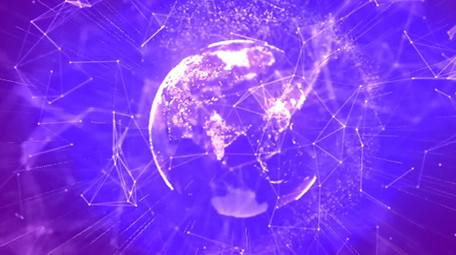 蓝色数码科技光点连线大数据地球展示背景