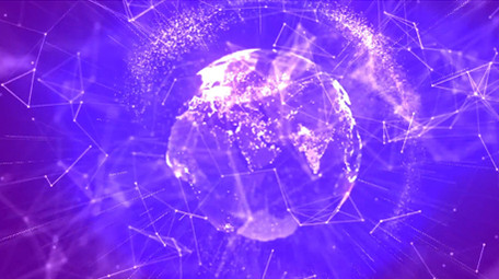 蓝色数码科技光点连线大数据地球展示背景