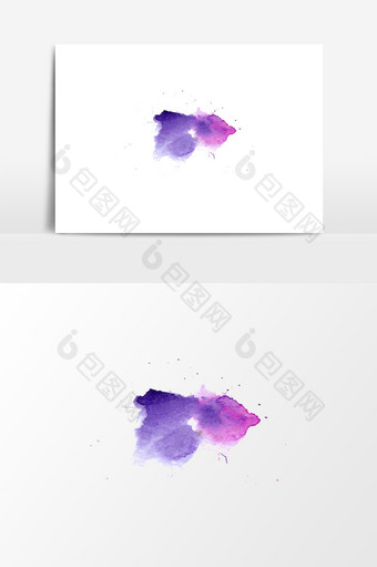 紫色水墨泼溅效果素材图片